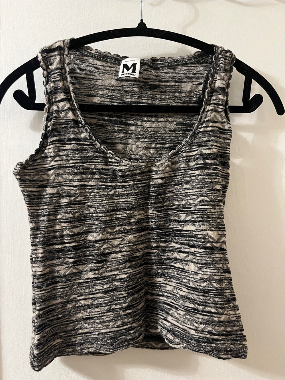 Missoni Black and Cream Striped Knit Tank Top